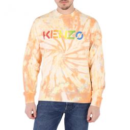 Mens Tie Dye Logo Print Cotton Sweatshirt, Size Medium