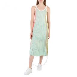 Multicolor Pleated Scoop-Neck Midi Dress, Size X-Small