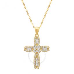 14k Gold Over Silver Petite Luxurious Baguette-cut CZ Cross Pendant