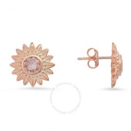 14k Rose Gold Over Silver Vintage Morganite CZ Flower Stud Earrings