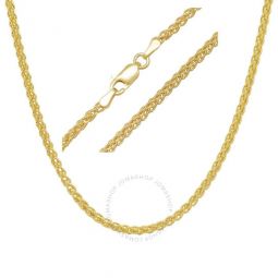 Unisex Italian 14k Gold Over Silver Foxtail Wheat Chain - 18-24