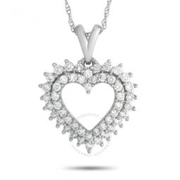 14K White Gold 0.50ct Diamond Heart Pendant Necklace