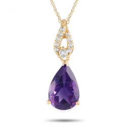 14K Yellow Gold 0.06ct Diamond and Amethyst Necklace PD4 16184YAM