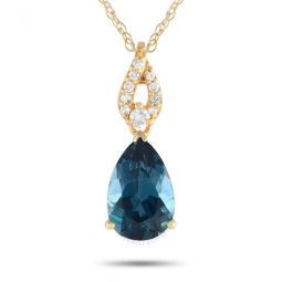 14K Yellow Gold 0.06ct Diamond and Blue Topaz Necklace PD4 16184YBT