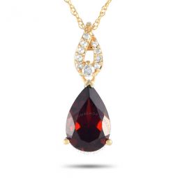 14K Yellow Gold 0.06ct Diamond and Garnet Necklace PD4 16184YGA