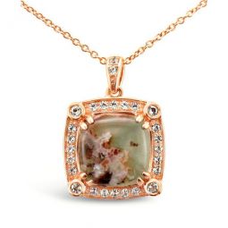 Ladies Peacock Aquaprase Necklaces set in 14K Strawberry Gold