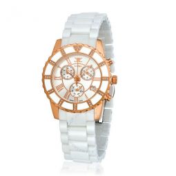 Time Chronograph Quartz Diamond White Dial Ladies Watch