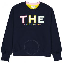 Navy Embroidered-logo Cotton Sweatshirt, Brand Size 10