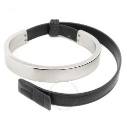 Stainless Steel And Calfskin Bracelet, Size Small