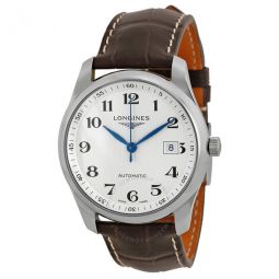 Master Automatic Silver Dial Brown Leather Watch