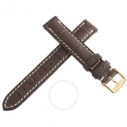 Womens 14mm Brown Alligator Replacement Watch Band Strap Gold Buckle
