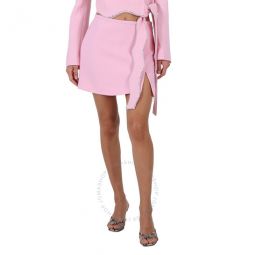 Ladies Baby Pink Wool Mini Skirt, Brand Size 34 (US Size 2)