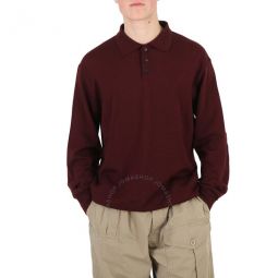 Burgundy Long-Sleeve Polo Sweater, Size Small