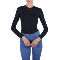 Maison Margiela Ladies Blue Navy Long-sleeve Fitted Bodysuit, Brand Size 36 (US Size 2)
