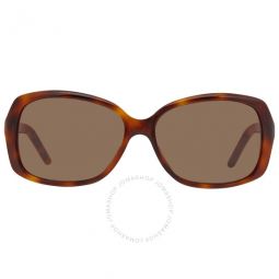 Dark Brown Silver Rectangular Ladies Sunglasses