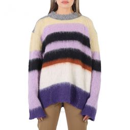 Ladies Horizontal-stripe Pattern Long-sleeve Jumper, Size X-small