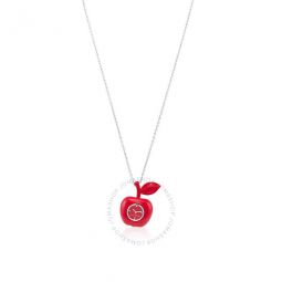 Quartz Red Dial The Bauble Apple Pendant Ladies Necklace Watch