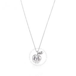 Quartz Silver Dial The Bauble Apple Pendant Ladies Necklace Watch