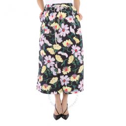 Ladies Floral-print Cropped Trousers, Brand Size 42 (US Size 10)