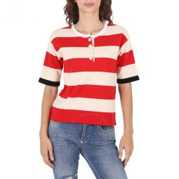 Ladies Striped Crewneck Shirt, Brand Size 42 (US Size 8)