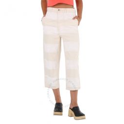 Ladies Striped Pattern Cotton Culotte Pants, Brand Size 38 (US Size 6)