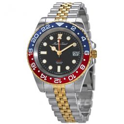 Rolly Vintage GMT Two-tone Black Dial Pepsi Bezel Mens Watch