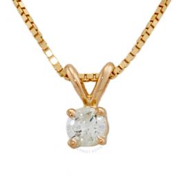0.20 Carat Natural Round White Diamond Solitaire Pendant In 14K Yellow Gold With 18 14K Yellow Gold Plated Sterling Silver Box Chain