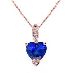 1.25 Carat Heart Shape Tanzanite Gemstone And White Diamond Pendant In 10k Rose Gold With 18 10k Rose Gold Plated Sterling Silver Box Cha