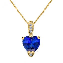 1.25 Carat Heart Shape Tanzanite Gemstone And White Diamond Pendant In 10k Yellow Gold With 18 10k Yellow Gold Plated Sterling Silver Box