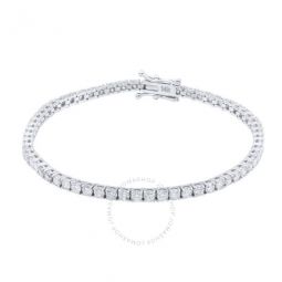 2.00 Carat Natural Round White Diamond ( F-G/ SI1 ) 14K Solid White Gold 7 Tennis Bracelet For Womens/ Girls