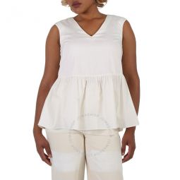 Weekend Ladies Nebbie White Peplum Blouse, Brand Size 40 (US Size 6)
