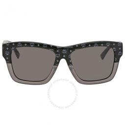 Black Visetto/ Grey Asian Fit Rectangular Sunglasses