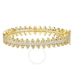 14k Gold Plated with Diamond Cubic Zirconia Beaded Cluster Link Tennis Bracelet