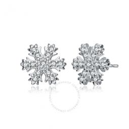 .925 Sterling Silver Cubic Zirconia Snowflake Stud Earrings