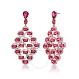 Rose Gold Plated Red Cubic Zirconia Drop Earrings