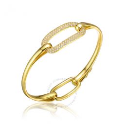 Sterling Silver 14K Yellow Gold Plated Clear Cubic Zirconia Bangle Bracelet