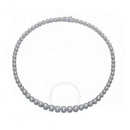 Sterling Silver White Gold Plated with Clear Round Cubic Zirconia Tennis Necklace