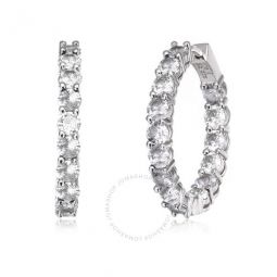 White Gold Plated with Diamond Cubic Zirconia Inside Out Hoop Earrings