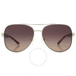 Chianti Brown Gray Gradient Mirrored Aviator Ladies Sunglasses