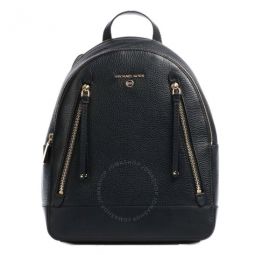 Ladies Brooklyn Medium Pebbled Leather Backpack - Black