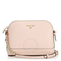 Large Pink Saffiano Leather Dome Crossbody Bag