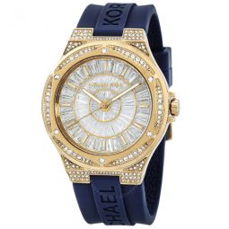 Oversized Lennox Pave Quartz Crystal Gold Dial Ladies Watch