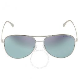 Silver Turquoise Gradient Mirrored Pilot Ladies Sunglasses