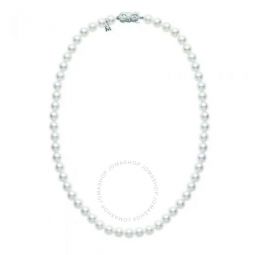 18 Akoya Cultured Pearl Strand Necklace 7.5 x 7mm A Grade 18K White Gold Clasp