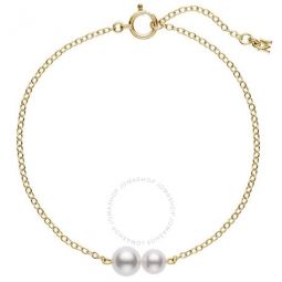 Akoya Cultured Pearl Station Bracelet in 18K Yellow Gold -