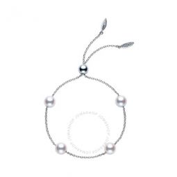 Akoya Cultured Pearl Station Bracelet in White Gold