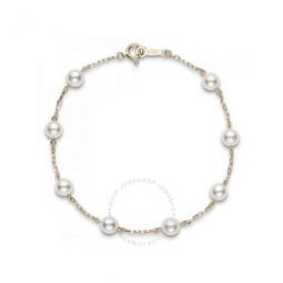 Akoya Pearl Station Bracelet with 18K Yellow Gold 5 x 5.5mm A+ 7