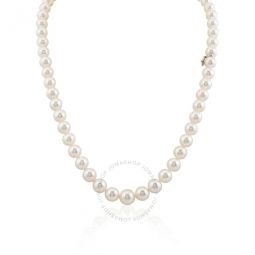 Graduated Akoya Pearl Strand Necklace with 18K White Gold Clasp 9x7mm A1 Designer Sku