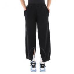 MM6 Ladies Black Sporty Split Logo Embroidered Sweatpants, Size X-Small