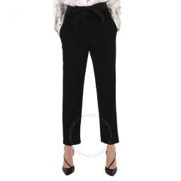 Black High-Waisted Cropped Trousers, Brand Size 42 (US Size 10)